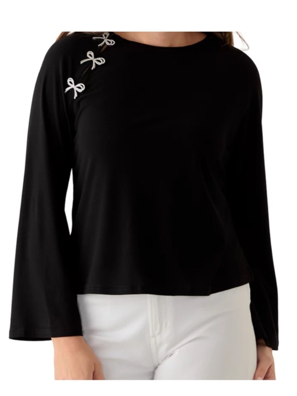 Cece Bow Placket Long Sleeve Blouse